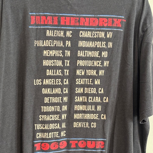 Jimi Hendrix Tour Men’s Black Graphic Band Tshirt short sleeve size XXL - Picture 4 of 7